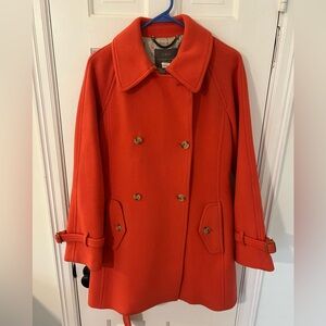 J. Crew Women's Stadium Cloth Double-Breasted Pea Coat in Coral